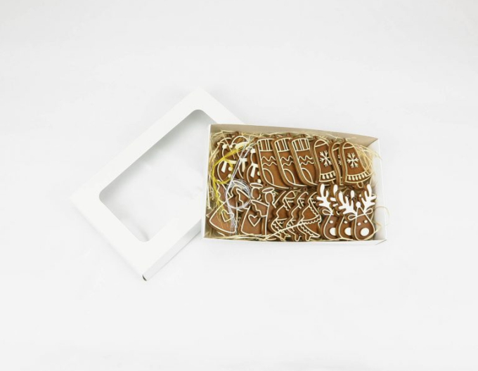 Lebkuchenset Nr.1 - Schachtel mit Weihnachtsschmuck