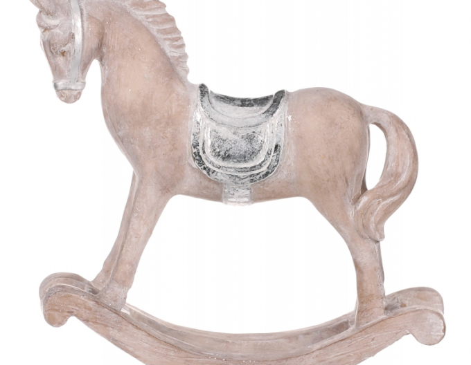 Dekoratives Schaukelpferd mit Silbersattel