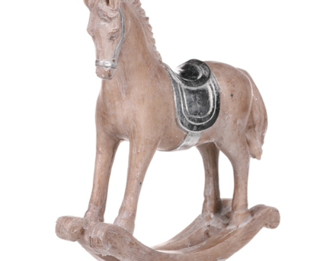 Dekoratives Schaukelpferd mit Silbersattel