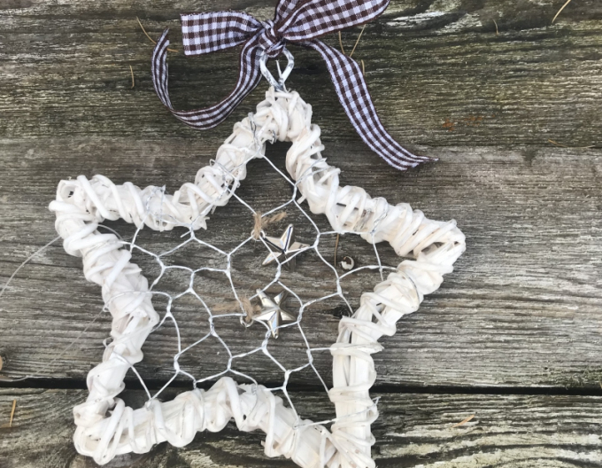 Weidenstern mit Draht weiß 14cm