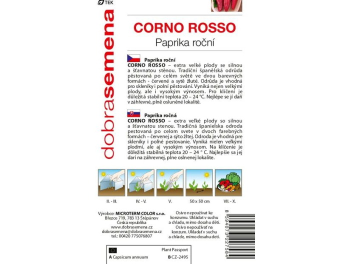 Dobrá semená Paprika Corno Rosso