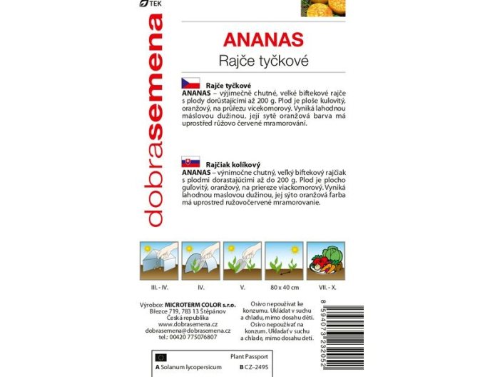 Dobrá semená Stabtomate gelb Ananas