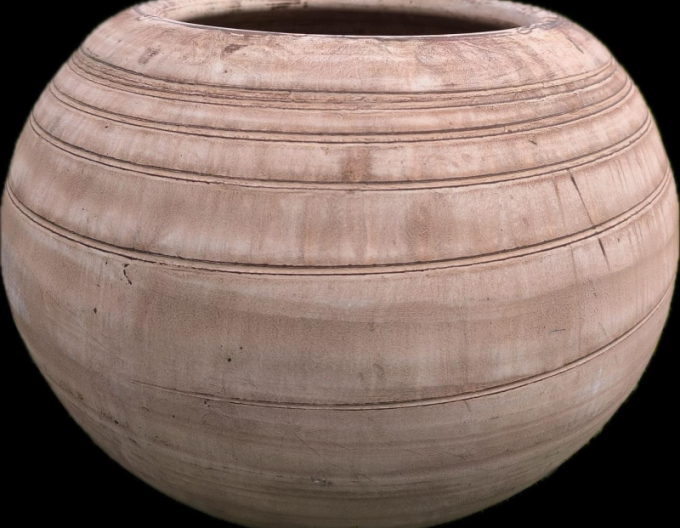 Tontopf hellbraun Kugel L