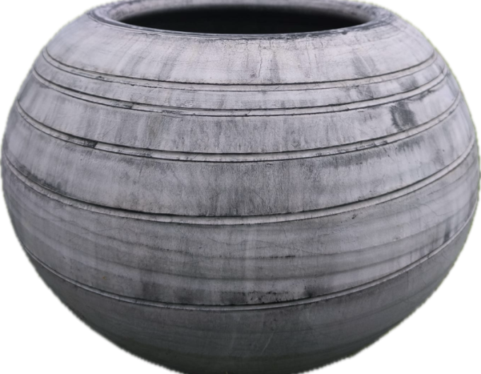 Tontopf grau Kugel L