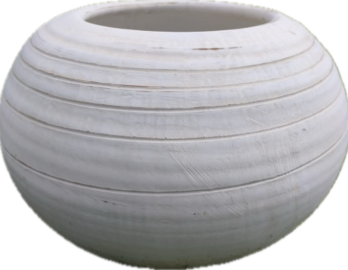 Tontopf weiß Kugel L