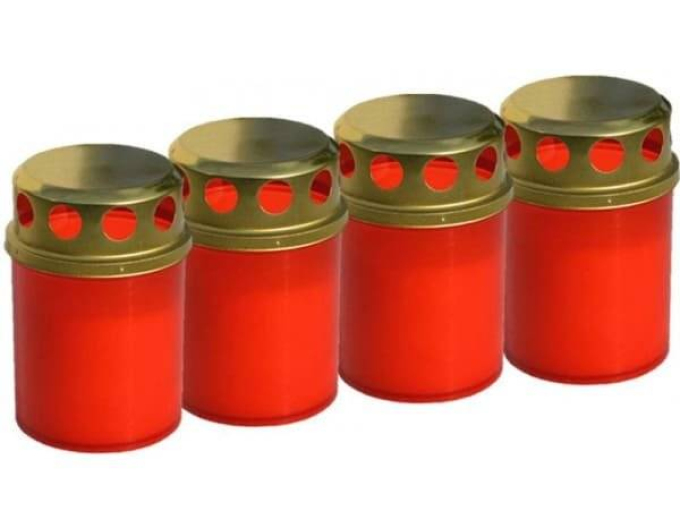 Rote Grabkerze aus Kunststoff – 40 Stück