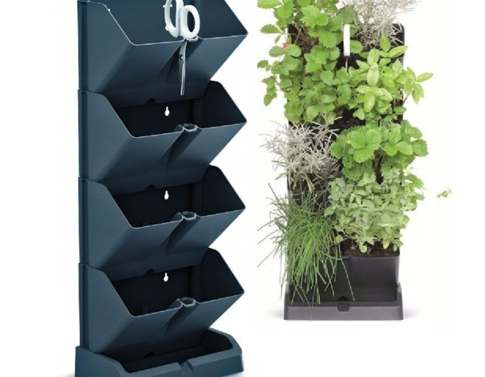 Vertikale Pflanzgefäße mit Schere  MINI CASCADE IO1W200 anthrazit