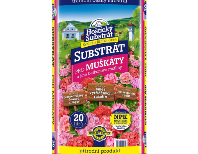 Hoštický Substrat für Geranien und Balkonblumen 20l